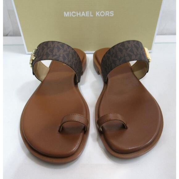 Michael Kors Jilly Thong Flat Sandals Double Strap Brown Multi Size 7.5 - Picture 4 of 9